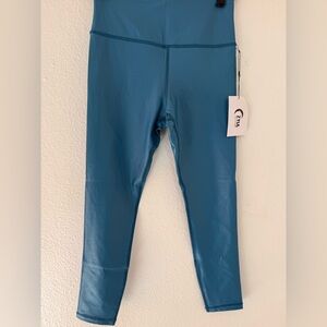 ZYIA Ocean Blue Metallic Leggings
